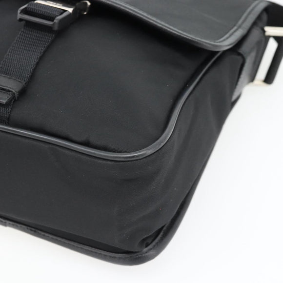 PRADA Shoulder Bag Nylon Black Silver Auth 154272
