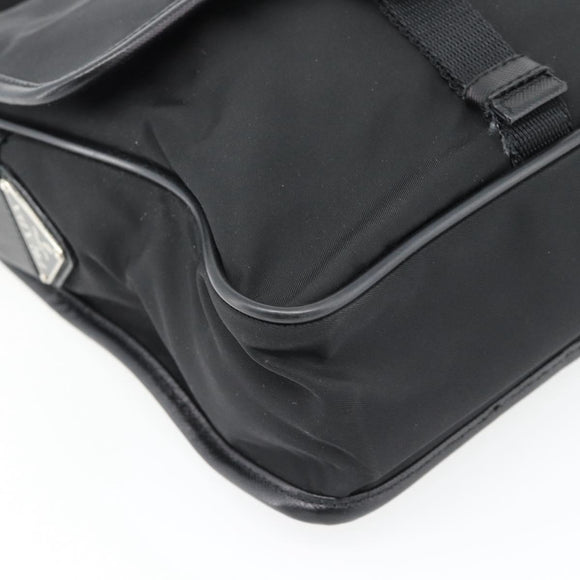 PRADA Shoulder Bag Nylon Black Silver Auth 154272