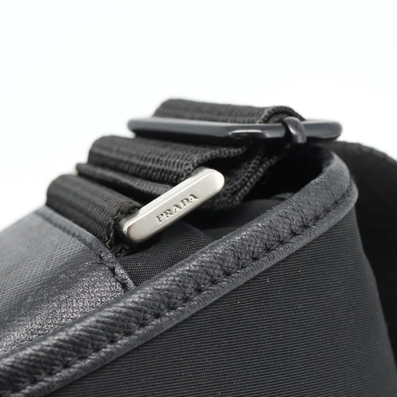 PRADA Shoulder Bag Nylon Black Silver Auth 154272