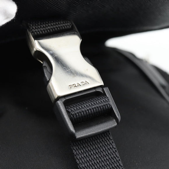 PRADA Shoulder Bag Nylon Black Silver Auth 154272