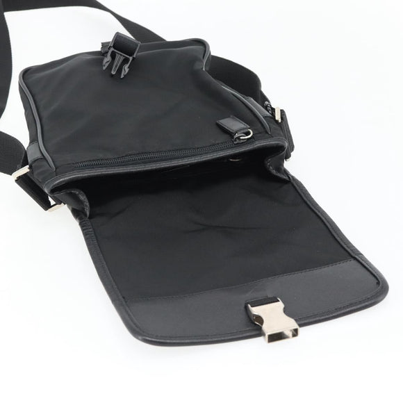 PRADA Shoulder Bag Nylon Black Silver Auth 154272