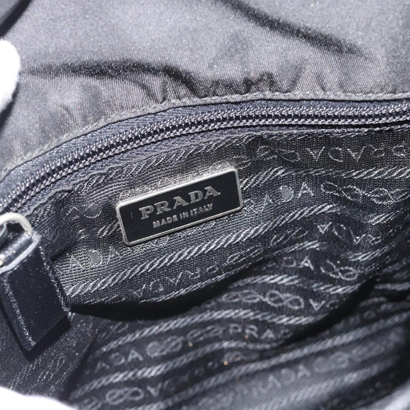 PRADA Shoulder Bag Nylon Black Silver Auth 154272