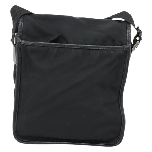 PRADA Shoulder Bag Nylon Black Silver Auth 154272