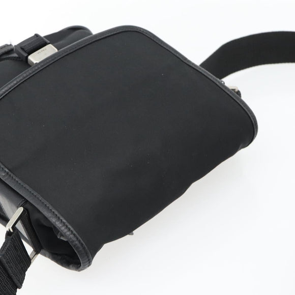 PRADA Shoulder Bag Nylon Black Silver Auth 154272
