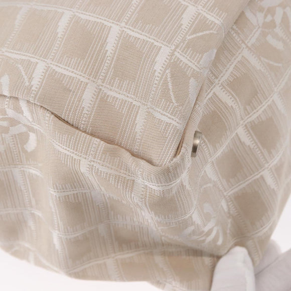 CHANEL New Travel Line Hand Bag Nylon Beige Silver CC Auth 154273