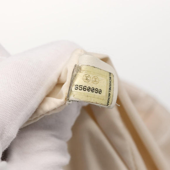 CHANEL New Travel Line Hand Bag Nylon Beige Silver CC Auth 154273