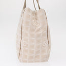 CHANEL New Travel Line Hand Bag Nylon Beige Silver CC Auth 154273-3