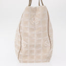 CHANEL New Travel Line Hand Bag Nylon Beige Silver CC Auth 154273-4