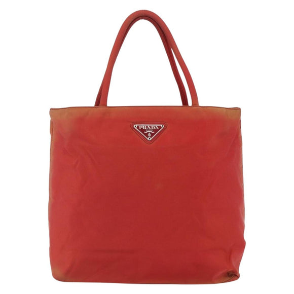 PRADA Hand Bag Nylon Red Auth 154276