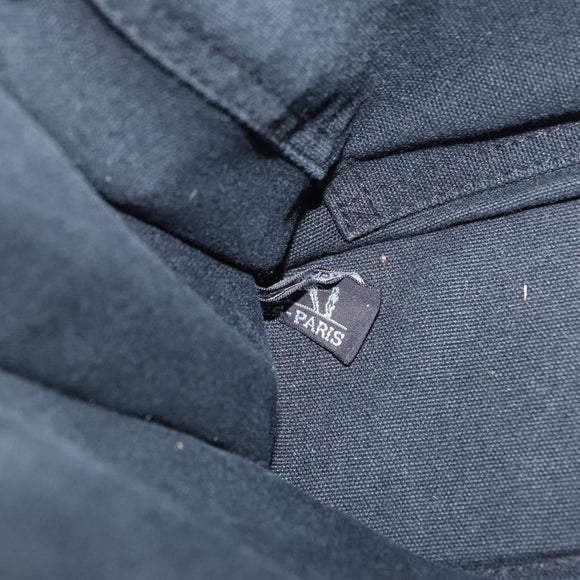 HERMES Fourre Tout PM Hand Bag Canvas Silver Navy Auth 154282