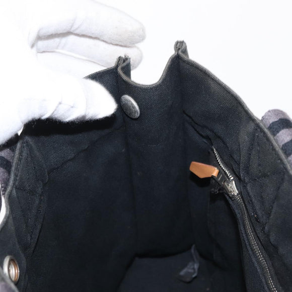 HERMES Fourre Tout PM Hand Bag Canvas Silver Navy Auth 154282