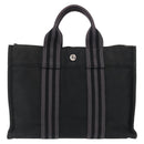 HERMES Fourre Tout PM Hand Bag Canvas Silver Navy Auth 154282-13