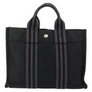 HERMES Fourre Tout PM Hand Bag Canvas Silver Navy Auth 154282-2