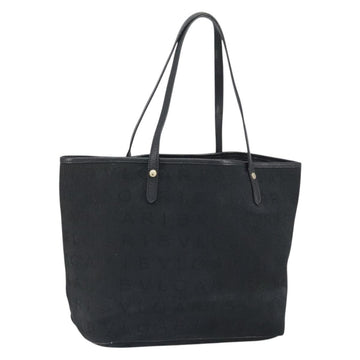 BVLGARI Logo Mania Tote Bag Canvas Black Gold Auth 154287