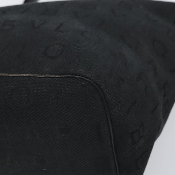BVLGARI Logo Mania Tote Bag Canvas Black Gold Auth 154287
