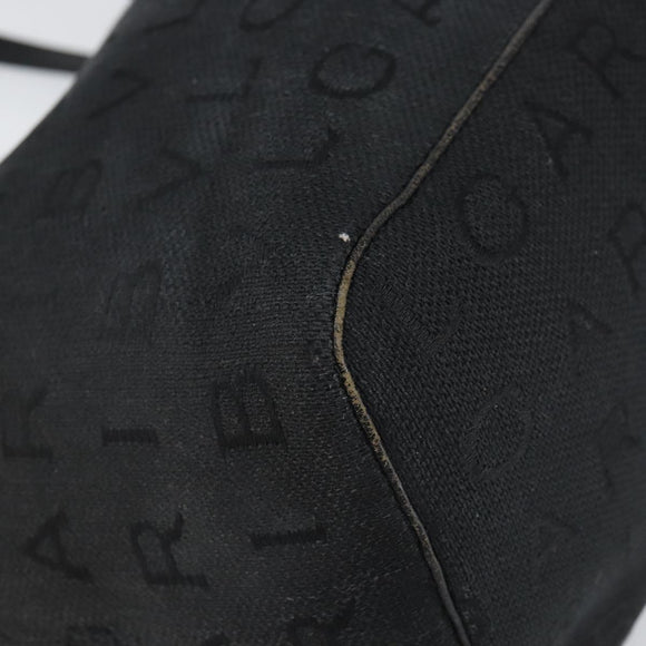 BVLGARI Logo Mania Tote Bag Canvas Black Gold Auth 154287
