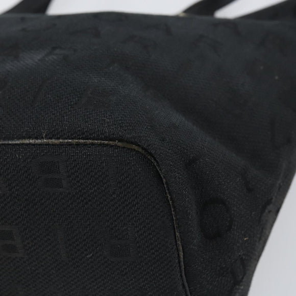 BVLGARI Logo Mania Tote Bag Canvas Black Gold Auth 154287