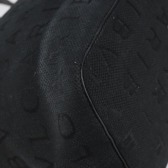 BVLGARI Logo Mania Tote Bag Canvas Black Gold Auth 154287