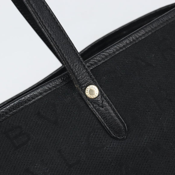 BVLGARI Logo Mania Tote Bag Canvas Black Gold Auth 154287