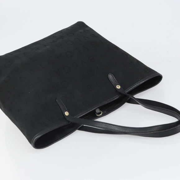 BVLGARI Logo Mania Tote Bag Canvas Black Gold Auth 154287