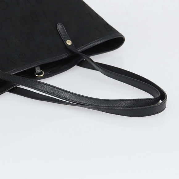 BVLGARI Logo Mania Tote Bag Canvas Black Gold Auth 154287