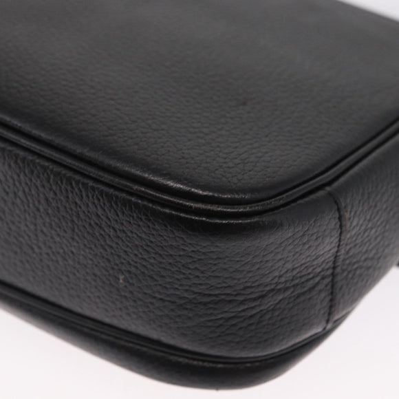 Burberrys Shoulder Bag Leather Black Gold Auth 154288