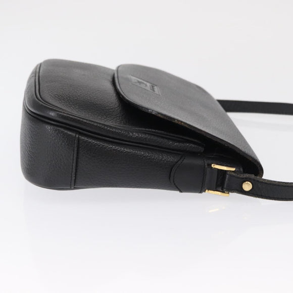 Burberrys Shoulder Bag Leather Black Gold Auth 154288