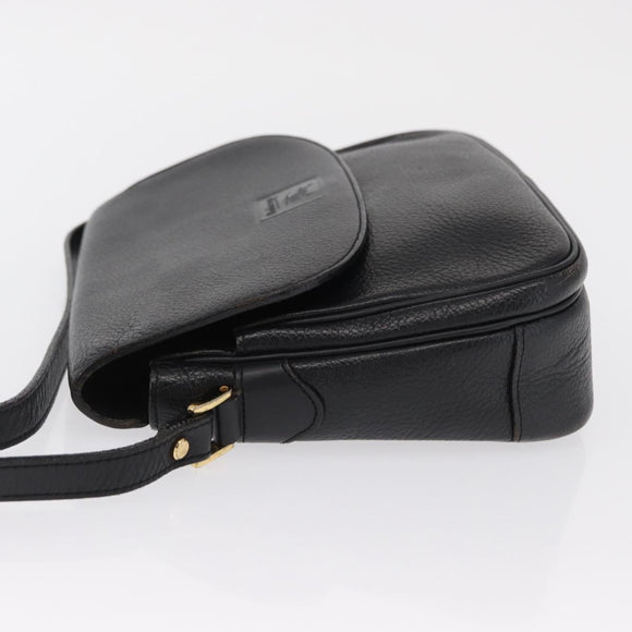 Burberrys Shoulder Bag Leather Black Gold Auth 154288
