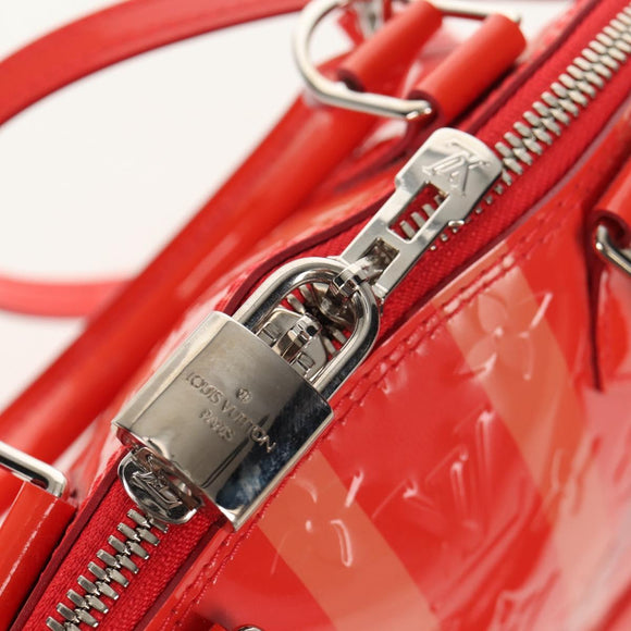 LOUIS VUITTON Vernis Rayure Alma BB Hand Bag 2way Rose rich LV Auth 154292V