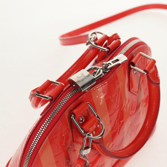 LOUIS VUITTON Vernis Rayure Alma BB Hand Bag 2way Rose rich LV Auth 154292V