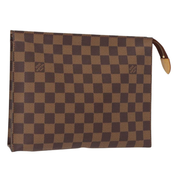 LOUIS VUITTON Damier Ebene Pochette Toilettentasche 26 N47543 LV Auth 154300