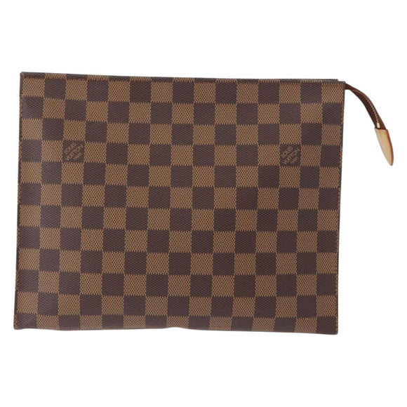 LOUIS VUITTON Damier Ebene Pochette Toilettentasche 26 N47543 LV Auth 154300