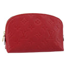 LOUIS VUITTON Monogram Empreinte Pochette PM Pouch Red M69414 Auth 154301V-1