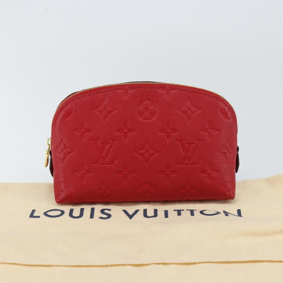 LOUIS VUITTON Monogram Empreinte Pochette PM Pouch Red M69414 Auth 154301V