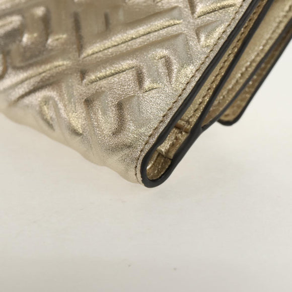 FENDI Zucca Canvas Wallet Leather Gold Tone Auth 154304M