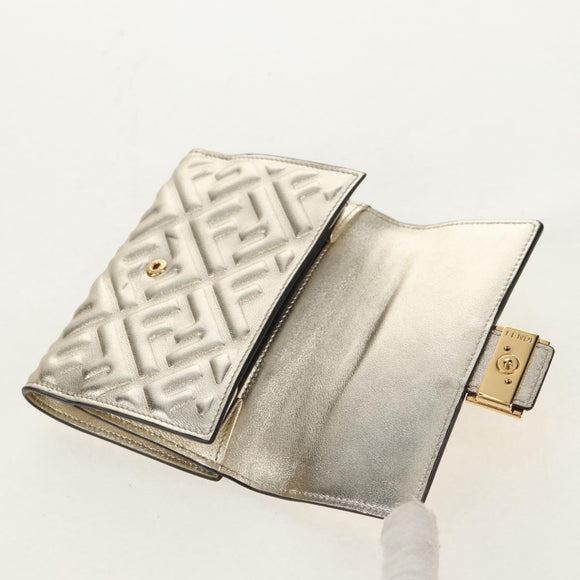 FENDI Zucca Canvas Wallet Leather Gold Tone Auth 154304M