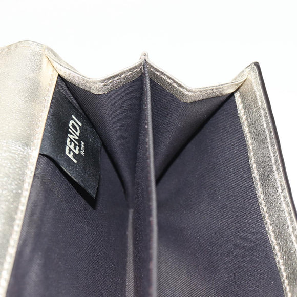 FENDI Zucca Canvas Wallet Leather Gold Tone Auth 154304M