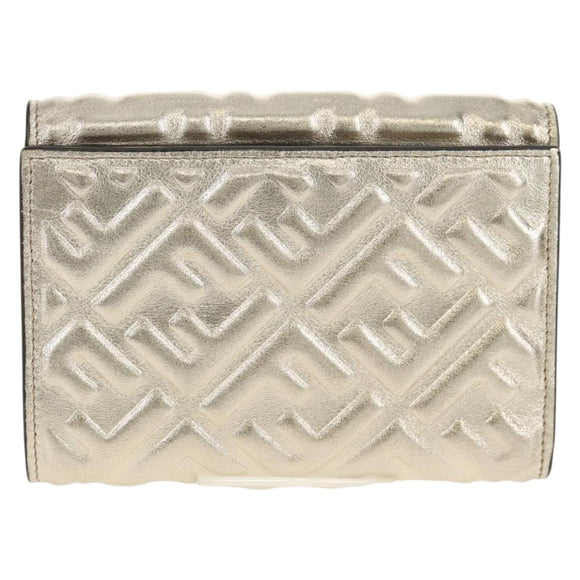 FENDI Zucca Canvas Wallet Leather Gold Tone Auth 154304M