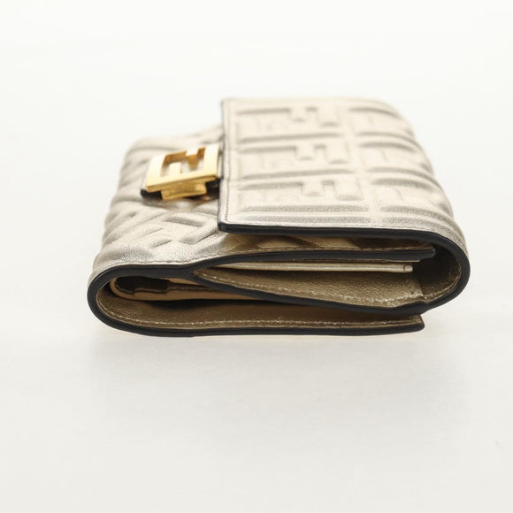 FENDI Zucca Canvas Wallet Leather Gold Tone Auth 154304M