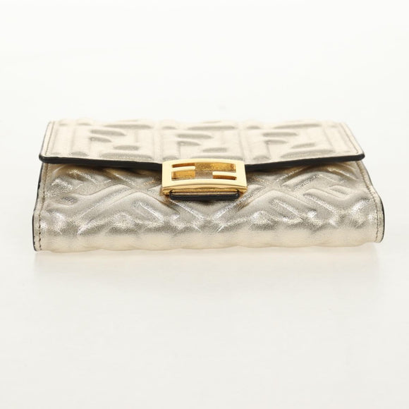 FENDI Zucca Canvas Wallet Leather Gold Tone Auth 154304M