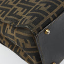 FENDI Zucca Canvas Hand Bag Black Brown Auth 154305-14