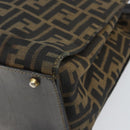 FENDI Zucca Canvas Hand Bag Black Brown Auth 154305-15