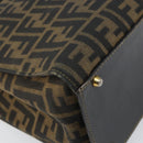 FENDI Zucca Canvas Hand Bag Black Brown Auth 154305-16