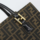 FENDI Zucca Canvas Hand Bag Black Brown Auth 154305-10