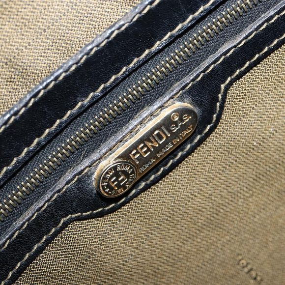 FENDI Zucca Canvas Hand Bag Black Brown Auth 154305