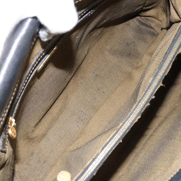 FENDI Zucca Canvas Hand Bag Black Brown Auth 154305