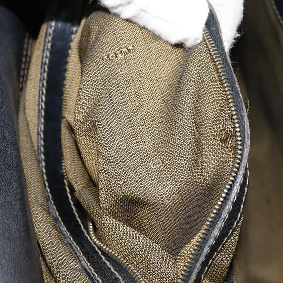 FENDI Zucca Canvas Hand Bag Black Brown Auth 154305