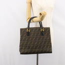FENDI Zucca Canvas Hand Bag Black Brown Auth 154305-25