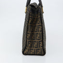 FENDI Zucca Canvas Hand Bag Black Brown Auth 154305-3
