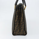 FENDI Zucca Canvas Hand Bag Black Brown Auth 154305-4